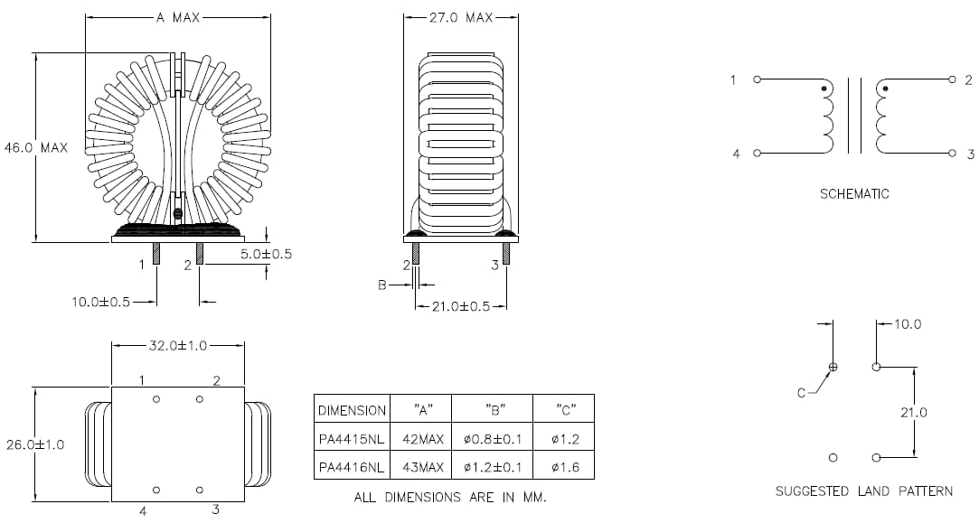 Schematic - Pulse Electronics Nanocrystalline Common Mode Chokes